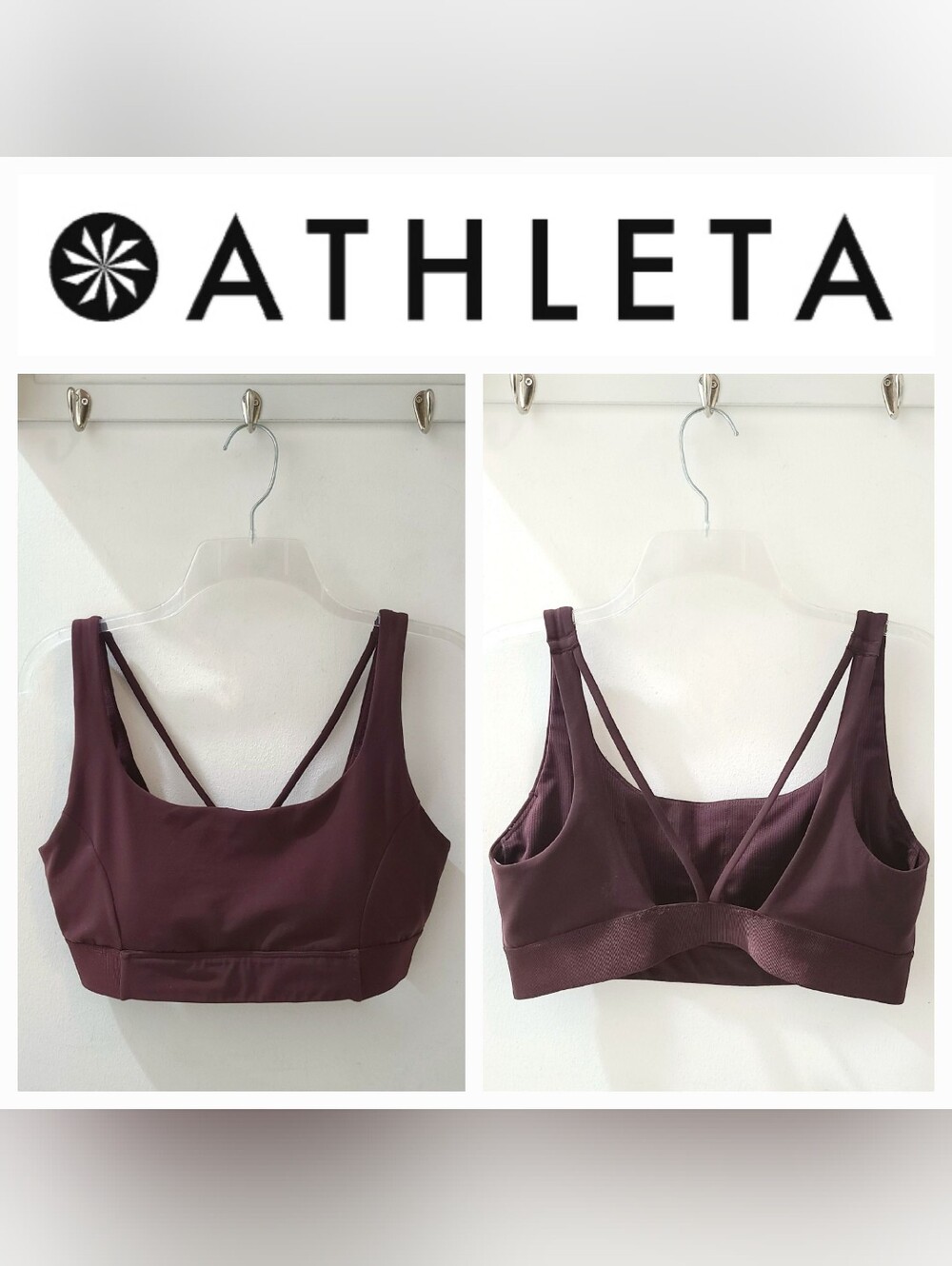 Athleta Salutation Sports Bra Spiced Cabernet Sz L Strappy Back